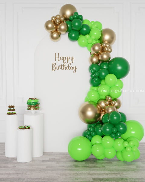 Green and Gold Balloon Garland, 12 feet long from Balloon Expert