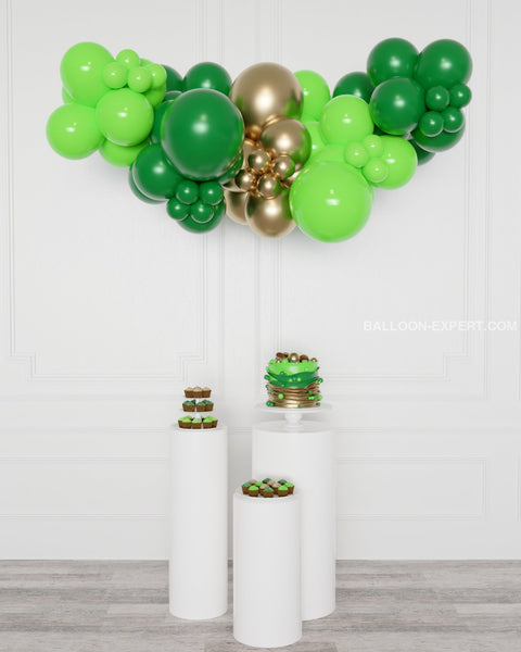 Green and Gold Balloon Garland, 6 ft from Balloon Expert