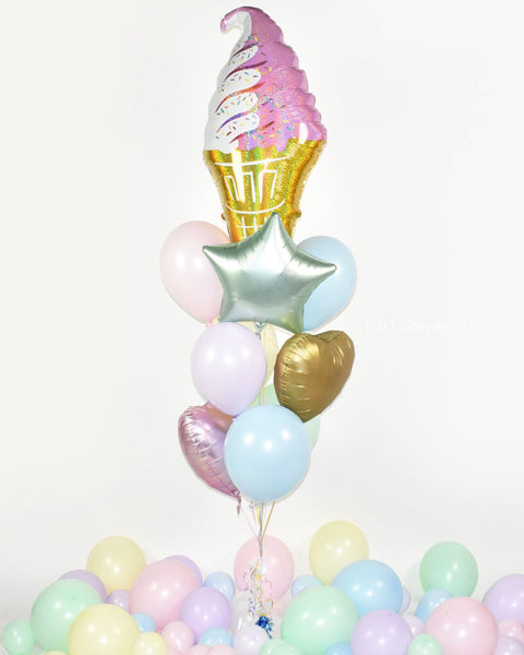 Ice Cream Balloon Bouquet - Pastel Pink Purple Mint Blue Yellow Girls Birthday