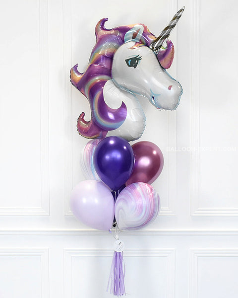 Magical Unicorn Balloon Bouquet - Purple Lilac And Pink Girls Birthday