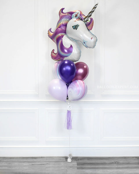 Magical Unicorn Balloon Bouquet - Purple Lilac And Pink Girls Birthday