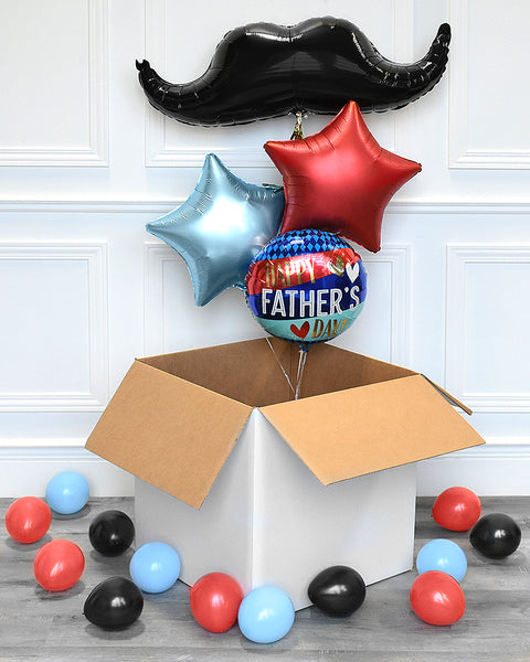 Mustache Father's Day Balloon Surprise Box