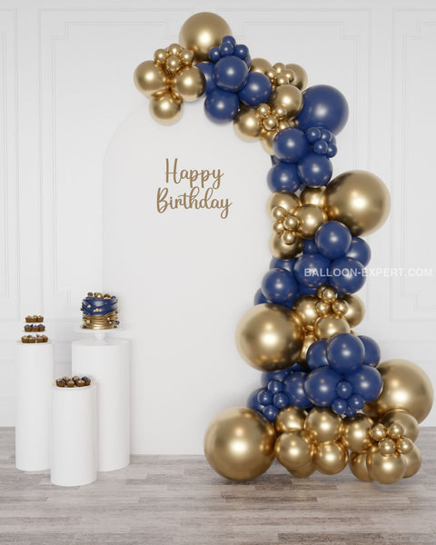 Navy Blue and Gold Balloon Garland, 12 feet long from Balloon Expert