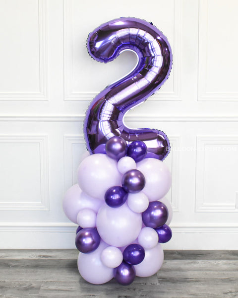 Number Balloon Column - Chrome Purple Pastel Lilac Columns