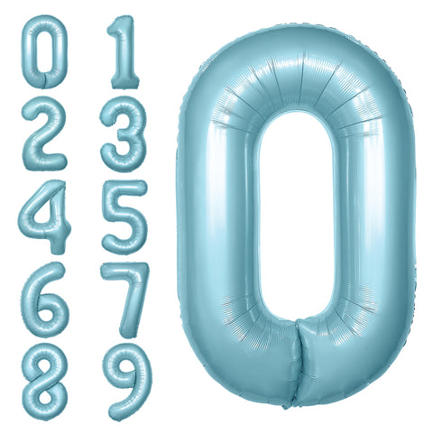 Pastel Blue Number Balloon, 34 Inches