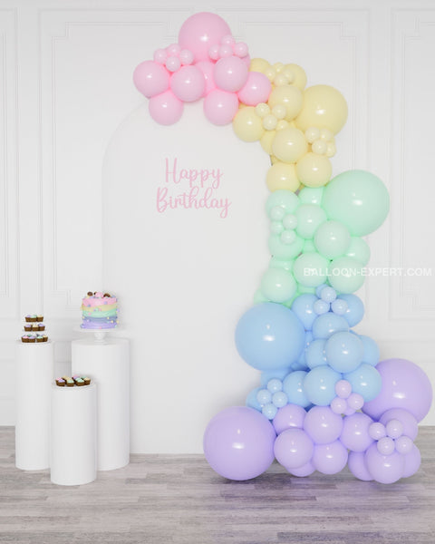 Pastel Rainbow Balloon Garland, 12 ft from Balloon Expert