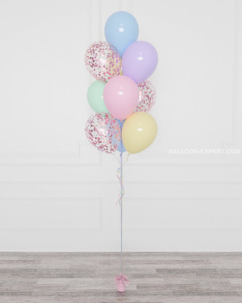  Pastel Rainbow Confetti Balloon Bouquet, 10 Balloons from Balloon Expert