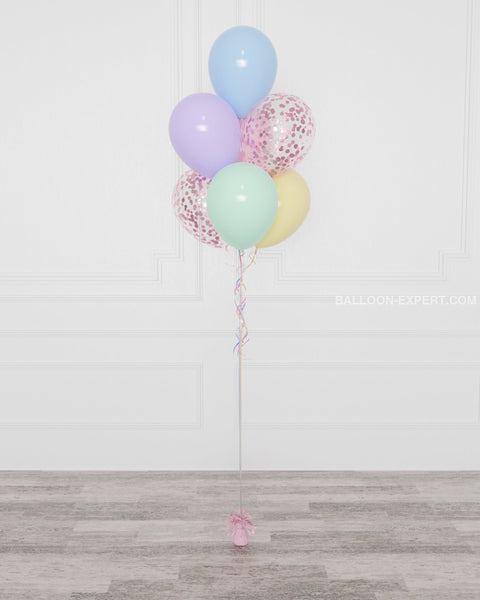 Pastel Rainbow Confetti Balloon Bouquet, 7 Balloons from Balloon Expert