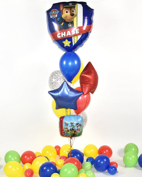 Paw Patrol Confetti Balloon Bouquet - Blue Red Yellow Boys Birthday