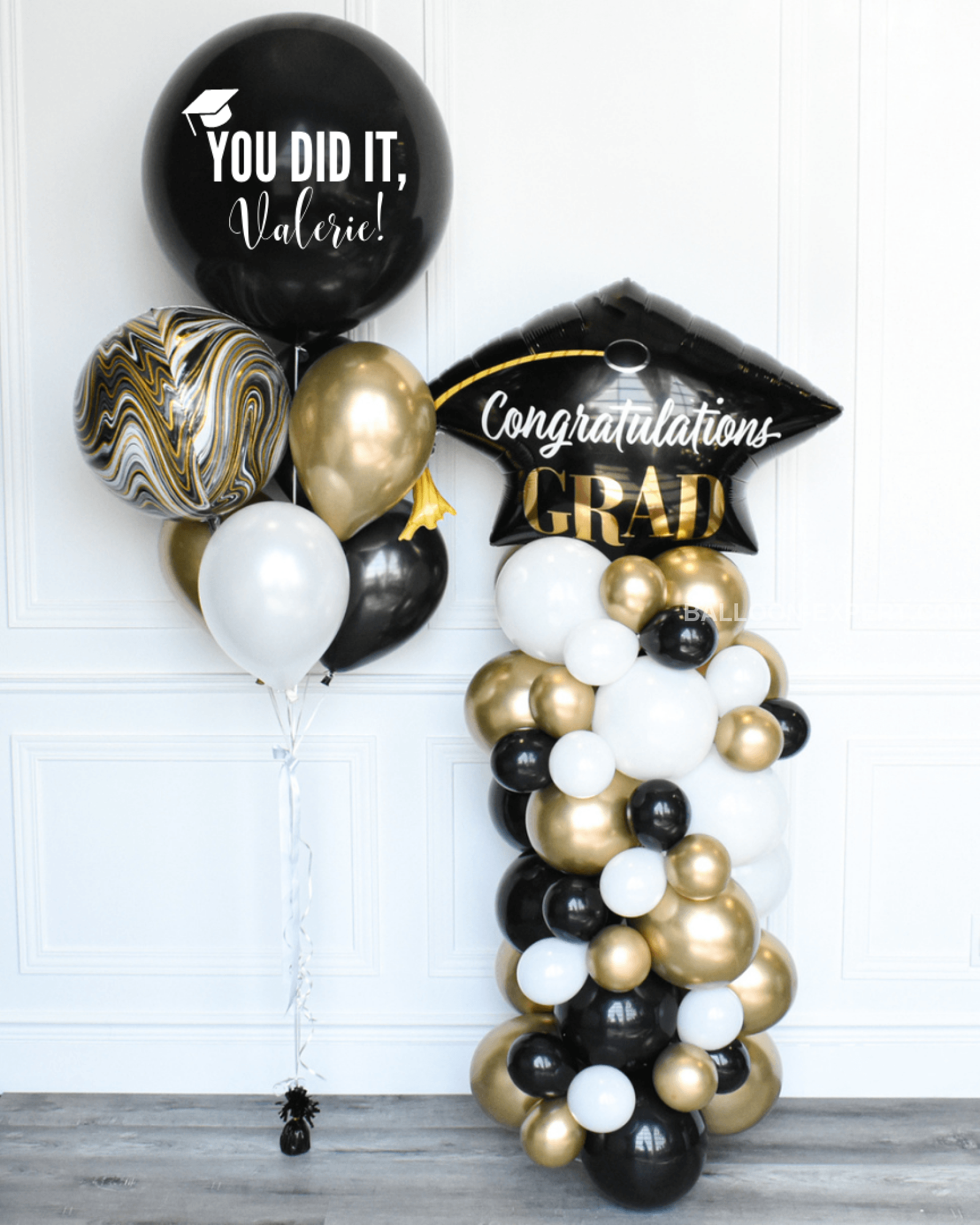 Bouquet de Ballons Confettis - Noir, Or, Blanc l Ballon Expert – Balloon  Expert