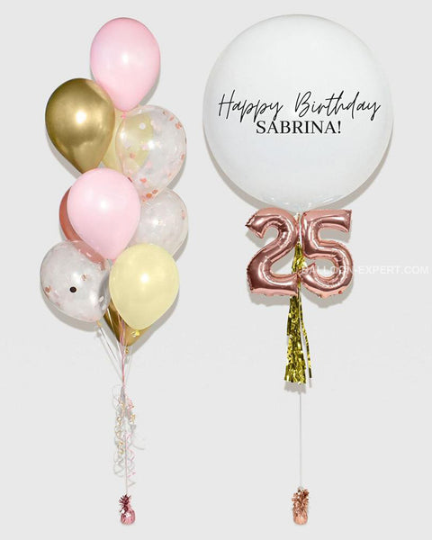 Personalized Jumbo Balloon With Foil Number And Bouquet
