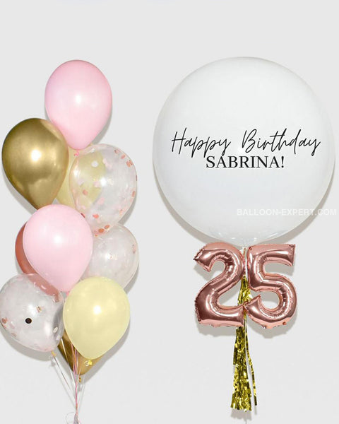 Personalized Jumbo Balloon With Foil Number And Bouquet