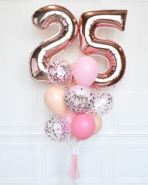 Pink and Blush - Custom Age Birthday Confetti Balloon Bouquet
