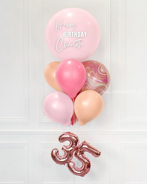 Pink And Blush - Personalized Jumbo Balloon Bouquet With 16 Number