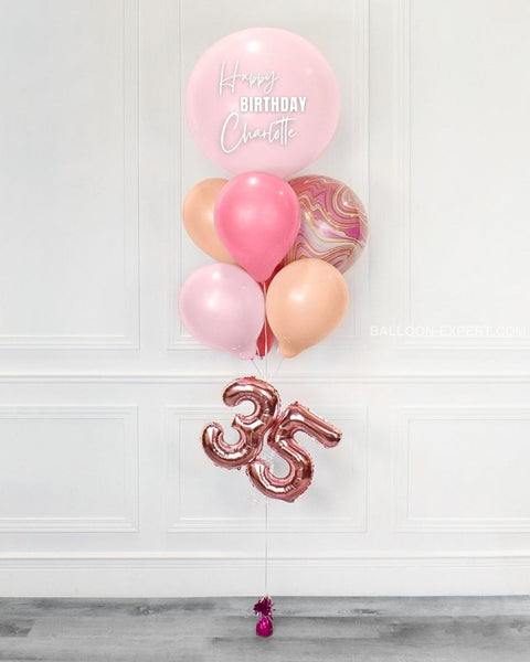 Pink And Blush - Personalized Jumbo Balloon Bouquet With 16 Number