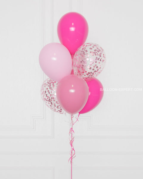 Pink and Fuchsia Confetti Balloon Bouquet, 7 Balloons from Balloon Expert, zoom in image