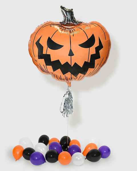 Ballon en aluminium en forme de citrouille avec pompon argenté
