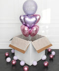 Lilac and Pink - Personalized Orbz and Heart Balloon Bouquet Surprise Box, helium balloons