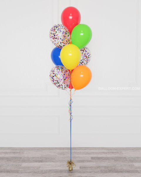 Rainbow Confetti Balloon Bouquet, 10 Balloons from Balloon Expert