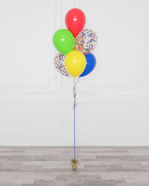 Rainbow Confetti Balloon Bouquet, including 7 Balloons fron Balloon Expert