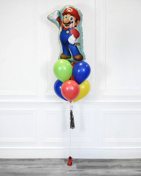 Super Mario Balloon Bouquet - Blue Red Green And Yellow Boys Birthday