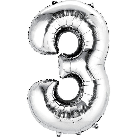 Silver Number Balloon, 34 Inches