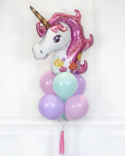 Unicorn Balloon Bouquet - Pink Mint And Lilac Girls Birthday
