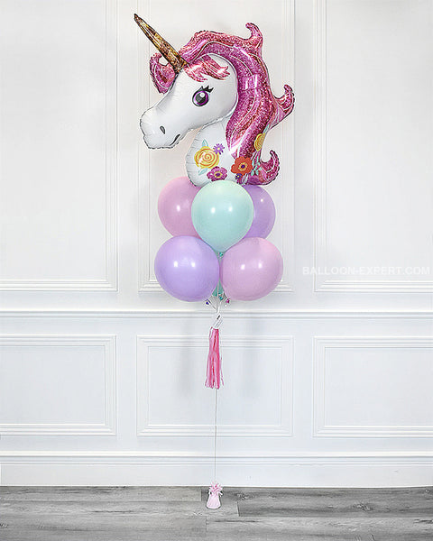 Unicorn Balloon Bouquet - Pink Mint And Lilac Girls Birthday