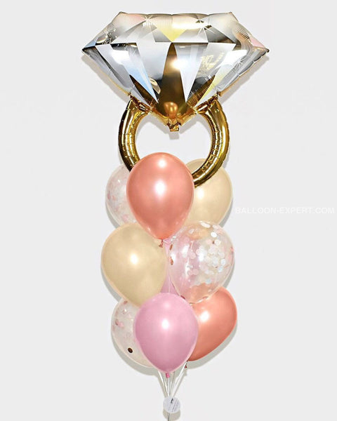 Wedding Ring Confetti Balloon Bouquet - Pink Blush Nude Rose Gold