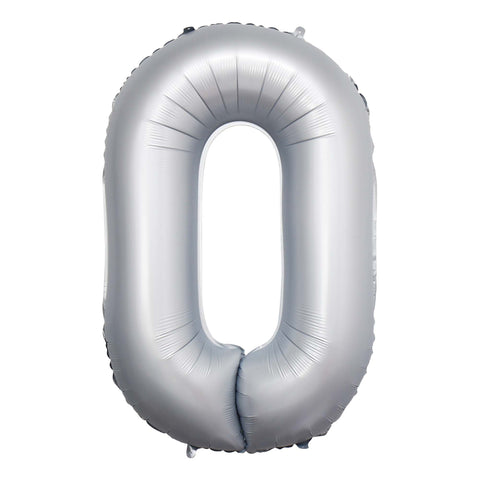 Frosty White Number Balloon, 34 Inches