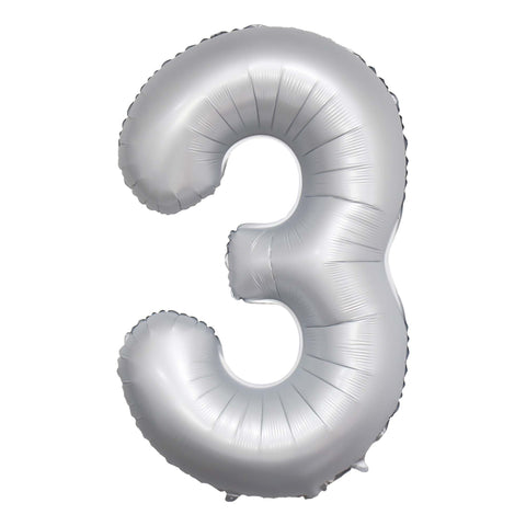 Frosty White Number Balloon, 34 Inches