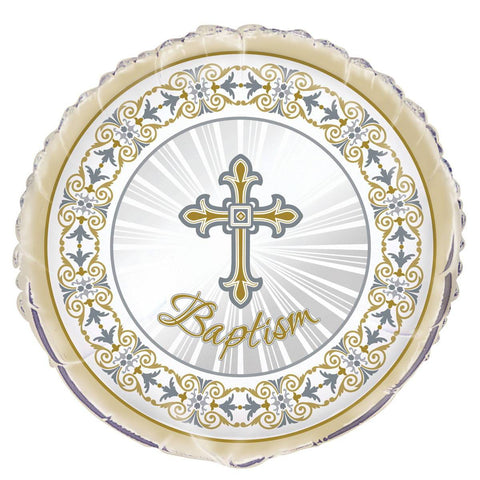Buy Religious Sil/gld Radiant Cross - Balloon Baptism 18 In. sold at Balloon Expert