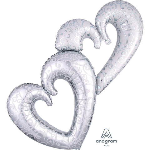 Buy Balloons Interlocked Silver Hearts Supershape Balloon sold at Balloon Expert