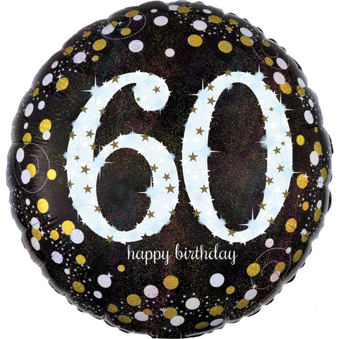 Buy Balloons 60th Birthday Black And Gold Foil Balloon, 18 Inches sold at Balloon Expert