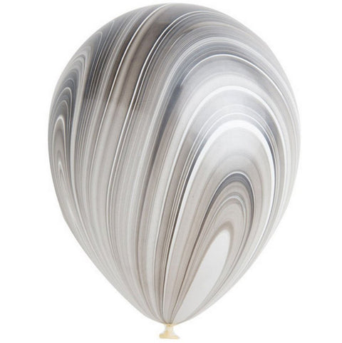 12" Black and White Agate Latex Balloon, Helium Inflated from Balloon Expert