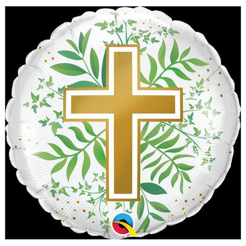 Buy Balloons Gold Cross & Greenery Balloon, 18 Inches sold at Balloon Expert