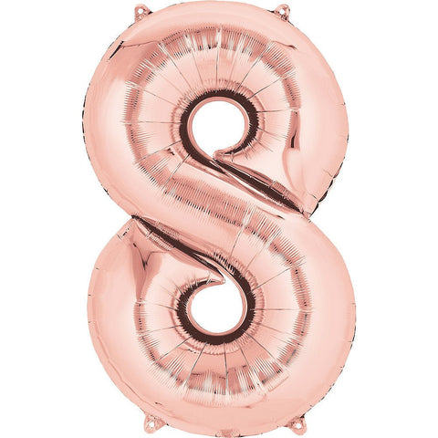 Rose Gold Number Balloon, 34 Inches