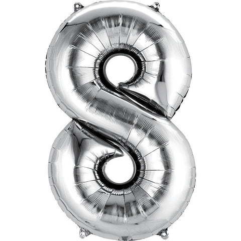 Silver Number Balloon, 34 Inches