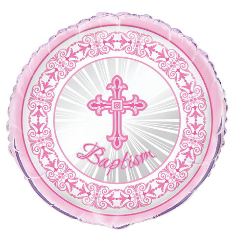 Buy Religious Pink Radiant Cross - Balloon Baptism 18 In. sold at Balloon Expert