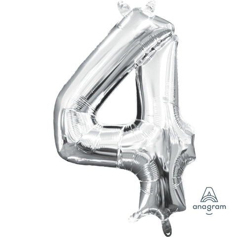 Buy Balloons SIlver Number 4 Foil Balloon, 16 Inches sold at Balloon Expert