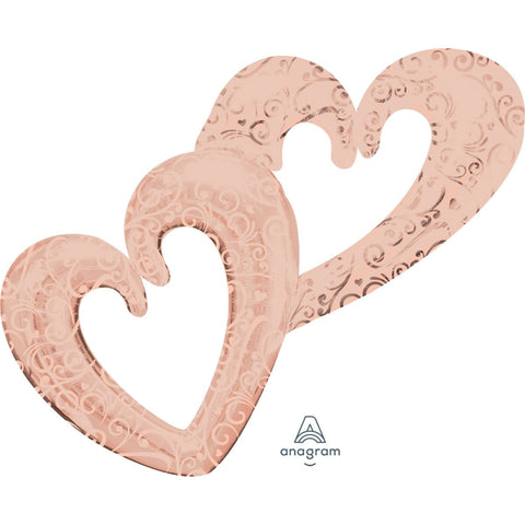 Buy Balloons Rose Gold Interlocking Hearts Supershape Balloon sold at Balloon Expert