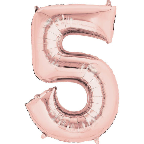 Rose Gold Number Balloon, 34 Inches
