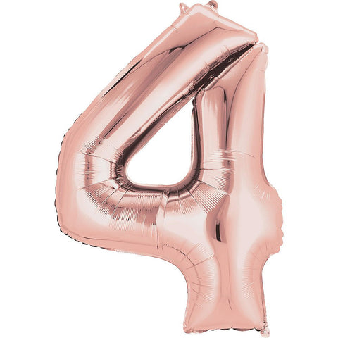 Rose Gold Number Balloon, 34 Inches