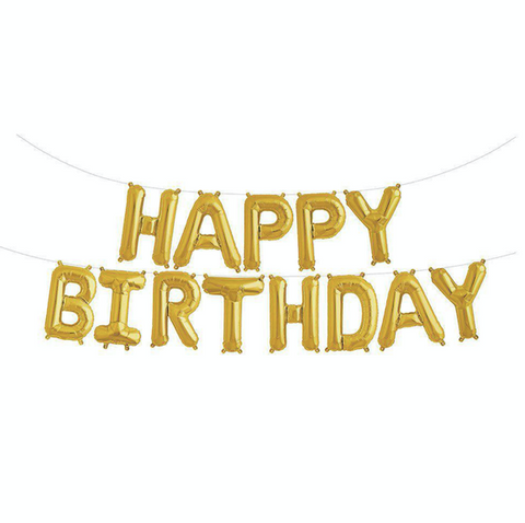 Gold Happy Birthday Balloons Letter