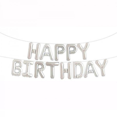 Silver Happy Birthday Balloons Letter