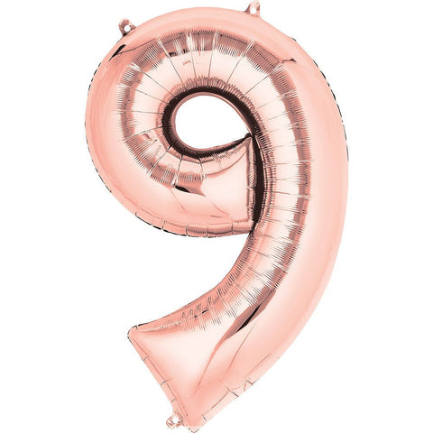 Rose Gold Number Balloon, 34 Inches