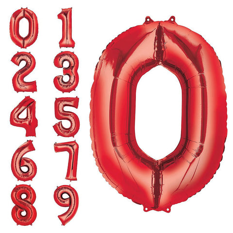 Red Number Balloon, 34 Inches