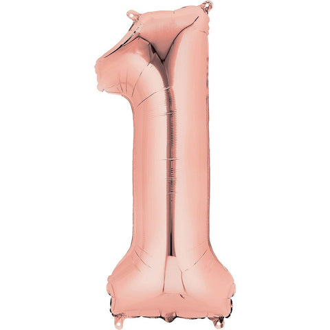 Rose Gold Number Balloon, 34 Inches