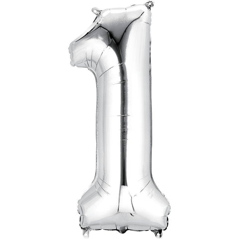 Silver Number Balloon, 34 Inches