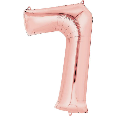 Rose Gold Number Balloon, 34 Inches